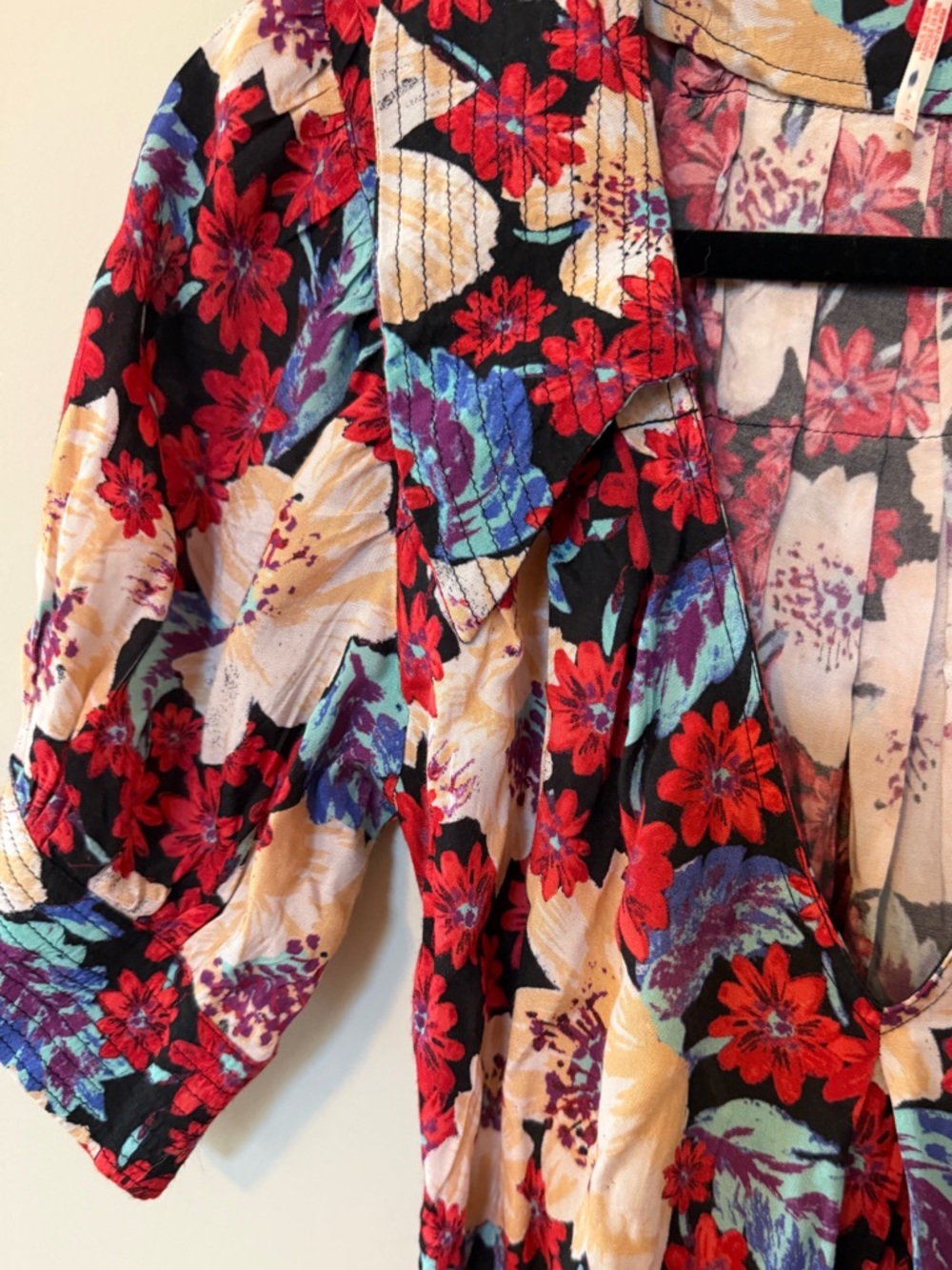 Floral Fit-and-Flare Mini Dress in Red and Cream - Picture 4 of 5